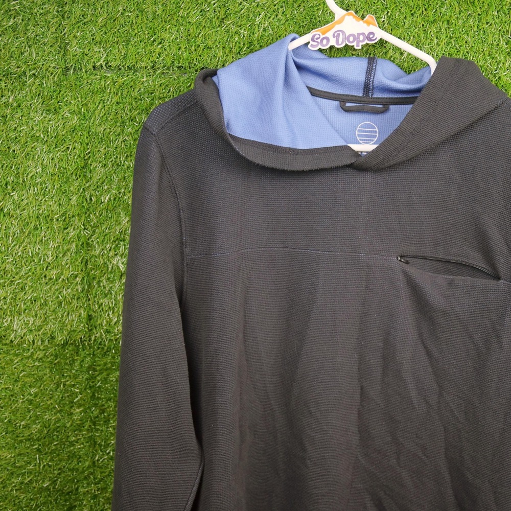 Marine Layer Weekend Sport Hoodie Black Textured Pullover - Mens Size L
